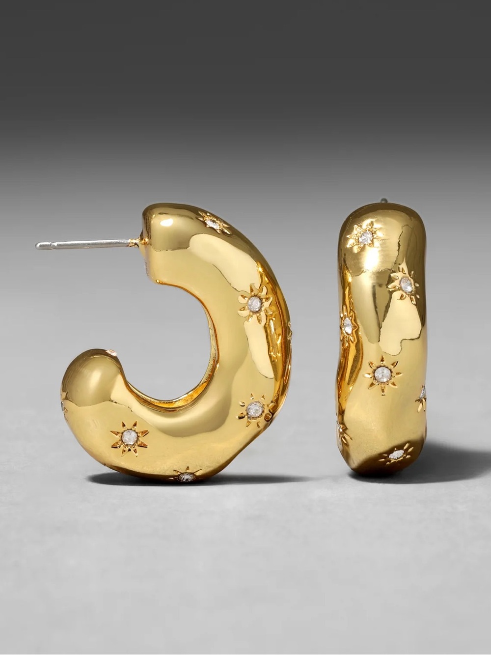 Alexis Bittar Starburst Crystal Gold Huggie Earrings